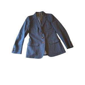 Sachiel Womens Navy Wool Blazer Jacket W/ Notch Pockets & Button Detail Size M